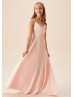 Adjustable Spaghetti Straps Petal Ruched Chiffon Junior Bridesmaid Dress